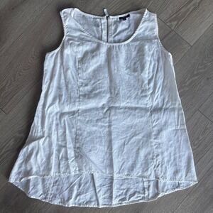 Premise Woman White 100% Linen Sleeveless Tunic Top Scoop Neck Back Zip 1X